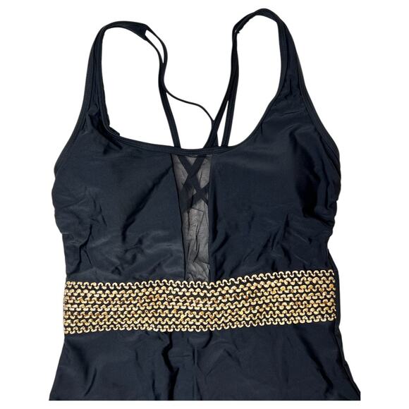 Cupshe One Piece Mesh Tummy Control Black Swimsuit Size M - Picture 5 of 8